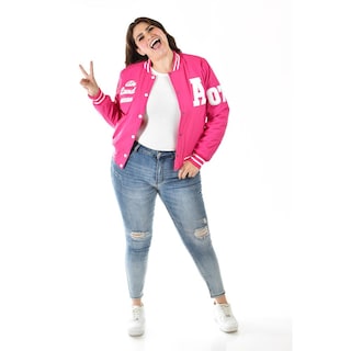 Foto 7 | Foto 7 | Chamarra Universitaria Roman Fashion /tallas Extras, 7094 (rosa) Rosa
