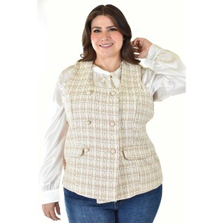 Foto 5 | Foto 5 | Chaleco Tweed Roman Fashion /tallas Extras, 2435 (beige) Beige