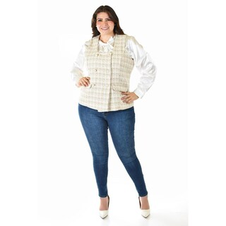 Foto 7 | Foto 7 | Chaleco Tweed Roman Fashion /tallas Extras, 2435 (beige) Beige