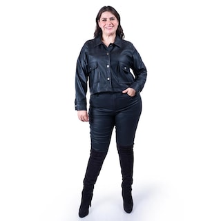 Foto 1 | Foto 1 | Chamarra De Piel Sintetica Roman Fashion / Tallas Extras, 115 (negro) Negro