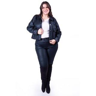 Foto 5 | Foto 5 | Chamarra De Piel Sintetica Roman Fashion / Tallas Extras, 115 (negro) Negro