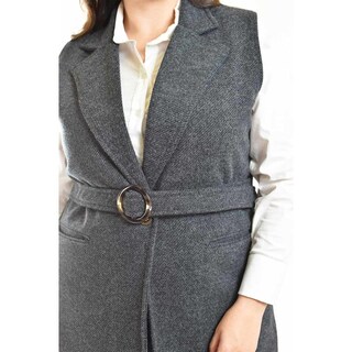 Foto 4 | Foto 4 | Chaleco Largo Con Textura Roman Fashion /tallas Extras, 2056 (gris Obscuro) Gris Oscuro
