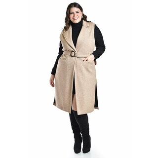 Foto 1 | Foto 1 | Chaleco Largo Con Textura Roman Fashion /tallas Extras, 2056 (cafe) Cafe