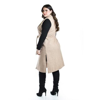 Foto 3 | Foto 3 | Chaleco Largo Con Textura Roman Fashion /tallas Extras, 2056 (cafe) Cafe