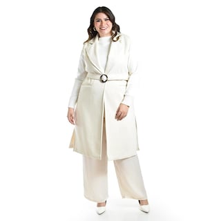 Foto 1 | Foto 1 | Chaleco Largo Con Textura Roman Fashion /tallas Extras, 2056 (hueso) Beige