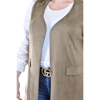 Foto 4 | Foto 4 | Chaleco Largo Tipo Gamuza Roman Fashion /tallas Extras, 3905 (capuccino) Cafe