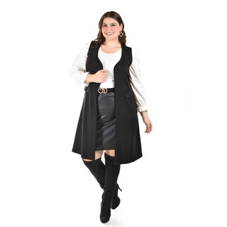Foto 6 | Foto 6 | Chaleco Largo Tipo Gamuza Roman Fashion /tallas Extras, 3905 (negro) Negro