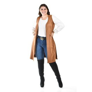 Foto 5 | Foto 5 | Chaleco Largo Tipo Gamuza Roman Fashion /tallas Extras, 3905 (chedron) Naranja Oscuro