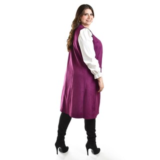 Foto 3 | Foto 3 | Chaleco Largo Tipo Gamuza Roman Fashion /tallas Extras, 3905 (magenta) Fucsia Oscuro