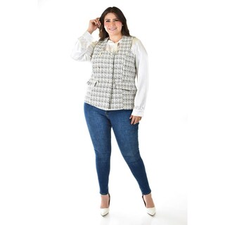 Foto 6 | Foto 6 | Chaleco Tweed Roman Fashion /tallas Extras, 2435 (negro) Negro
