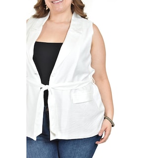 Foto 4 | Foto 4 | Chaleco Elegante Con Cinto Roman Fashion /tallas Extras, 2557 (ivory) Blanco
