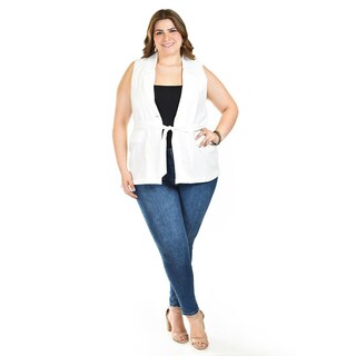 Foto 5 | Foto 5 | Chaleco Elegante Con Cinto Roman Fashion /tallas Extras, 2557 (ivory) Blanco