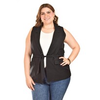 Chaleco Elegante Con Cinto Roman Fashion /tallas Extras, 2557 (negro) Negro