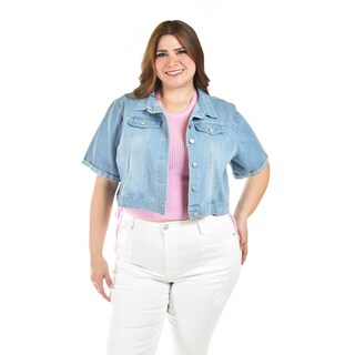 Foto 1 | Foto 1 | Chaqueta De Mezclilla Corta Roman Fashion /tallas Extras, 3951 (mezclilla Light) Azul Cielo