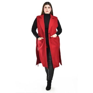 Foto 4 | Foto 4 | Chaleco Largo con Cinto Roman Fashion Rojo para Mujer