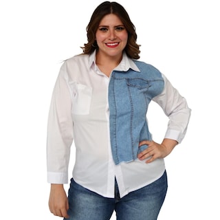 Foto 1 | Foto 1 | Camisa para Dama Roman Fashion Talla Extra 3700 color Blanco