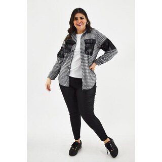 Foto 6 | Foto 6 | Sobre Camisa Cuadros Roman Fashion /tallas Extras, 8051 (gris) Negro