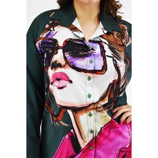 Foto 4 | Foto 4 | Camisa Estampada Roman Fashion Tallas Extras 027 Verde Oscuro