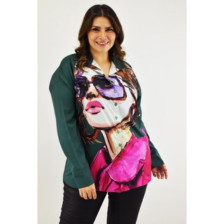 Foto 5 | Foto 5 | Camisa Estampada Roman Fashion Tallas Extras 027 Verde Oscuro