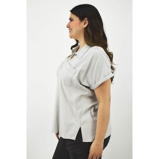 Foto 2 | Foto 2 | Camisa de Lino Roman Fashion Tallas Extras 2295 Gris