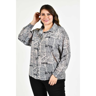 Foto 1 | Foto 1 | Camisa De Chifon Roman Fashion /tallas Extras, 019 (estampado Letras) Gris
