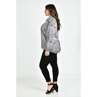 Foto 2 | Foto 2 | Camisa De Chifon Roman Fashion /tallas Extras, 019 (estampado Letras) Gris