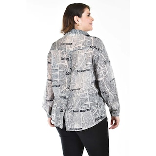 Foto 3 | Foto 3 | Camisa De Chifon Roman Fashion /tallas Extras, 019 (estampado Letras) Gris