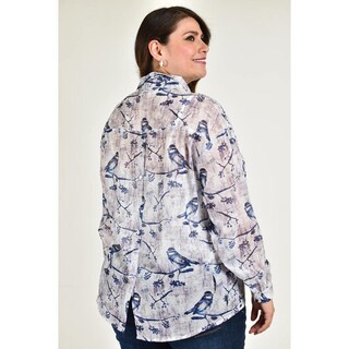 Foto 3 | Foto 3 | Camisa De Chifon Roman Fashion /tallas Extras, 019 (estampado Azul) Azul