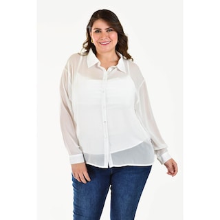 Foto 1 | Foto 1 | Camisa De Chifon Roman Fashion /tallas Extras, 019 (blanco) Blanco