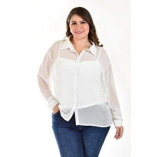 Foto 5 | Foto 5 | Camisa De Chifon Roman Fashion /tallas Extras, 019 (blanco) Blanco