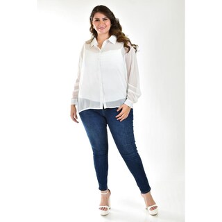 Foto 6 | Foto 6 | Camisa De Chifon Roman Fashion /tallas Extras, 019 (blanco) Blanco