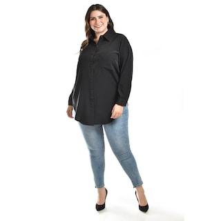 Foto 6 | Foto 6 | Camisa Con Boton De Perla Roman Fashion /tallas Extras, 5103 (negro) Negro
