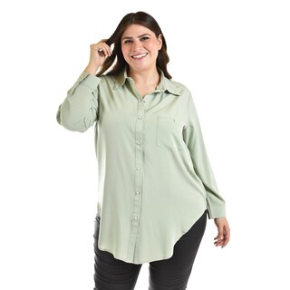 Foto 1 | Foto 1 | Camisa Con Boton De Perla Roman Fashion /tallas Extras, 5103 (pistache) Verde Claro