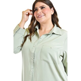 Foto 4 | Foto 4 | Camisa Con Boton De Perla Roman Fashion /tallas Extras, 5103 (pistache) Verde Claro