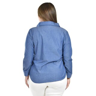 Foto 4 | Foto 4 | Camisa Tipo Mezclilla Roman Fashion /tallas Extras, 2737 (azul Marino) Azul