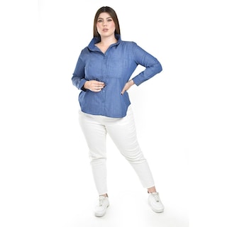 Foto 6 | Foto 6 | Camisa Tipo Mezclilla Roman Fashion /tallas Extras, 2737 (azul Marino) Azul