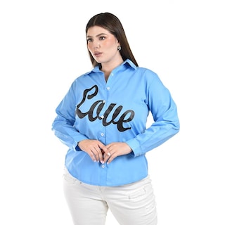 Foto 1 | Foto 1 | Camisa de Algodon Roman Fashion Azul para Mujer