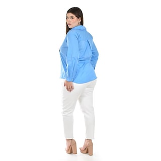 Foto 3 | Foto 3 | Camisa de Algodon Roman Fashion Azul para Mujer