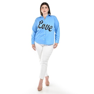 Foto 4 | Foto 4 | Camisa de Algodon Roman Fashion Azul para Mujer
