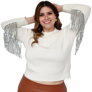 Foto 3 | Foto 3 | Suéter con Barbitas ROMAN FASHION 2023 color Blanco Tallas Extras