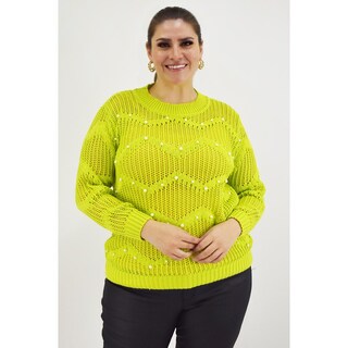Foto 1 | Foto 1 | Sueter Con Perlas Roman Fashion /tallas Extras, 3031 (lima) Verde Lima