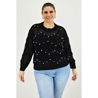 Foto 5 | Foto 5 | Sueter Con Perlas Roman Fashion /tallas Extras, 3031 (negro) Negro