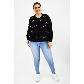Foto 6 | Foto 6 | Sueter Con Perlas Roman Fashion /tallas Extras, 3031 (negro) Negro