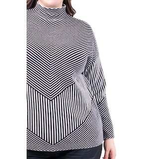 Foto 4 | Foto 4 | Sueter De Rayas Roman Fashion /tallas Extras, 6598 (negro /blanco) Negro