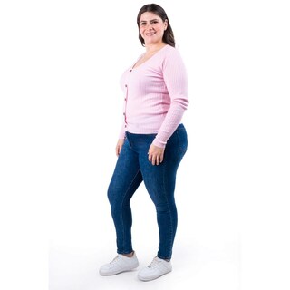 Foto 2 | Foto 2 | Sueter Acanalado Con Botones Roman Fashion /tallas Extras, 3157 (rosa) Rosa