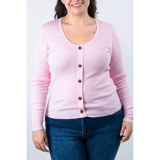Foto 4 | Foto 4 | Sueter Acanalado Con Botones Roman Fashion /tallas Extras, 3157 (rosa) Rosa