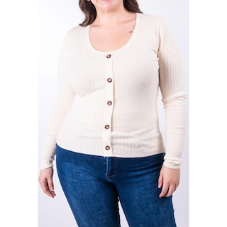 Foto 4 | Foto 4 | Sueter Acanalado Con Botones Roman Fashion /tallas Extras, 3157 (beige) Beige