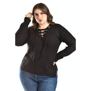 Foto 1 | Foto 1 | Suéter Roman Fashion Escote Cruzado Con Ojales Negro