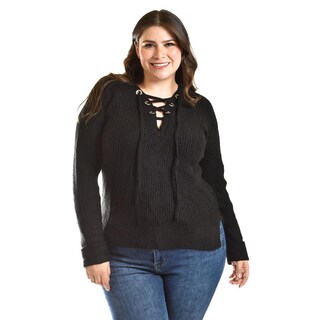 Foto 4 | Foto 4 | Suéter Roman Fashion Escote Cruzado Con Ojales Negro