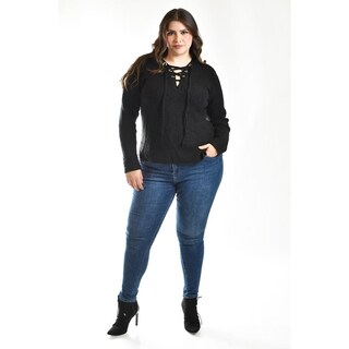 Foto 5 | Foto 5 | Suéter Roman Fashion Escote Cruzado Con Ojales Negro